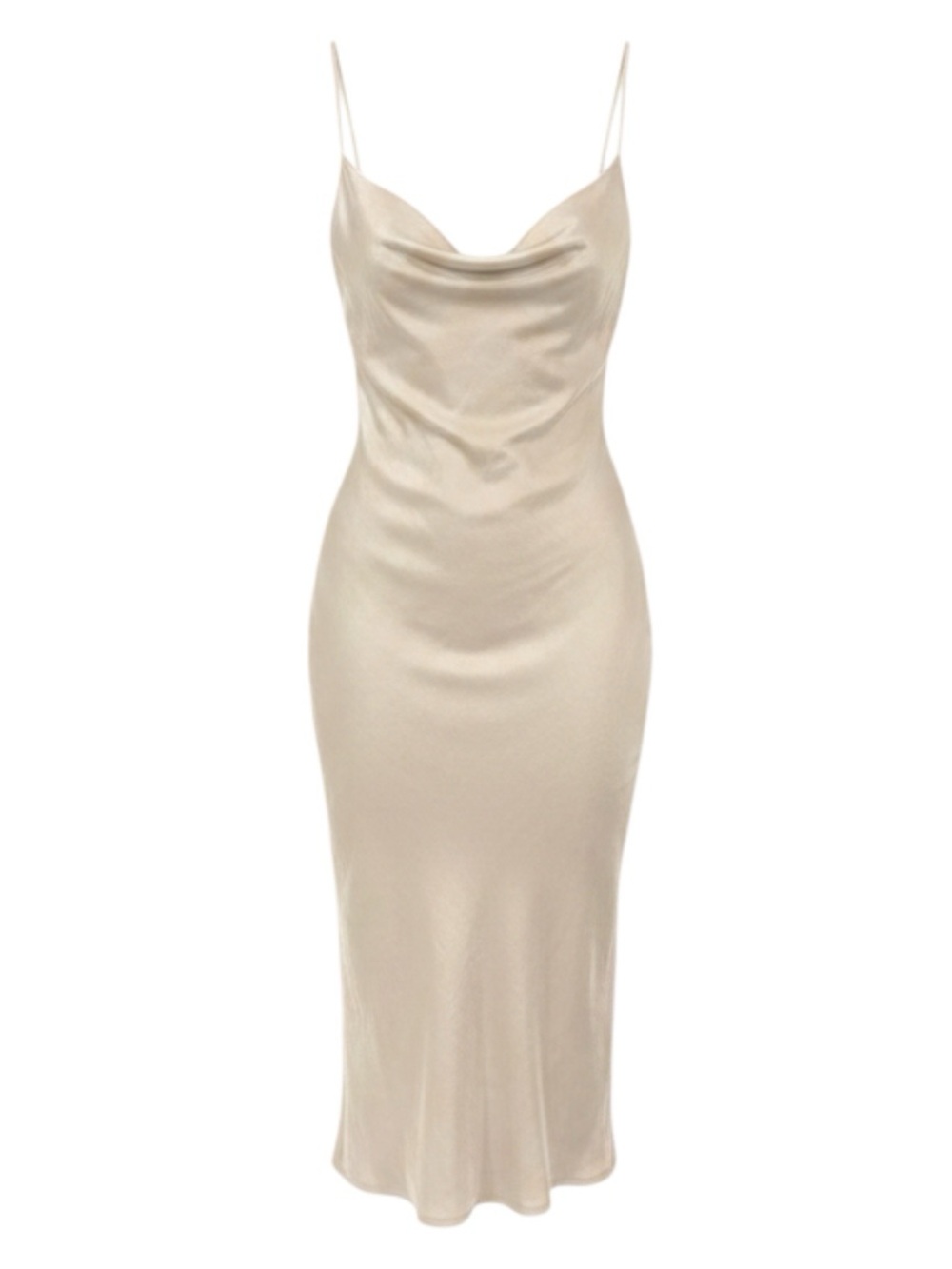 Express Satin Cowl Neck Midi Slip Dress Cream/Ivory Size Small NWT